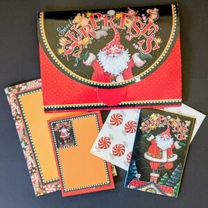 Mary Engelbreit 2002 Sweet Surprises CHRISTMAS Stationery Kit w 100" Garland NEW
